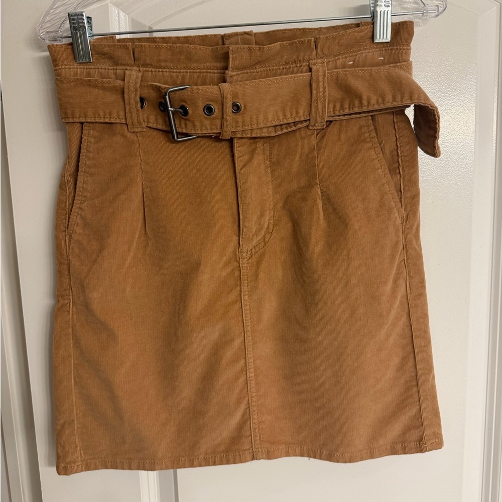 Express Tan Belted Mini Skirt